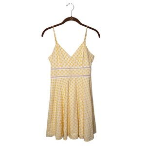 Altar’d State White Yellow Flowers Eyelet Spaghetti Strap Mini Dress Size s